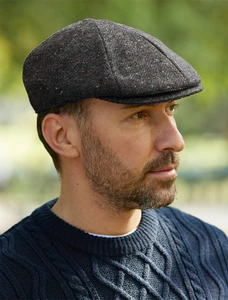 Donegal Tweed 8 Piece Panel Cap - Charcoal Fleck