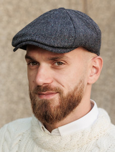 Donegal Tweed 8 Piece Panel Cap -Navy Fleck