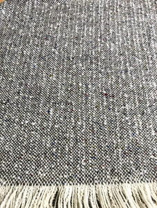 Handwoven Ladies Tweed Fringed Poncho - Granite