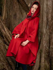 Donegal Tweed Pure Wool Country Walking Cape - Red