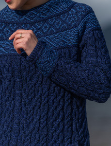 Women's Merino Fair Isle Sweater With Pockets - Midnight
