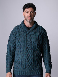 textured knit shawl collar sweater for men