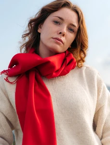 Luxury Merino Wool Scarf - Red