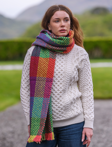 Wool Country Stole - Multi-Light Green