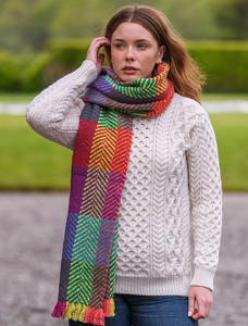 Wool Country Stole - Multi-Light Green