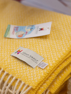 Wool Cashmere Baby Throw - Yellow Herringbone