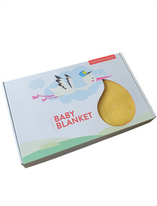 Wool Cashmere Baby Throw - Yellow Herringbone -