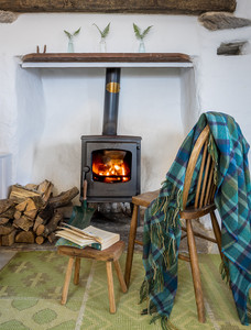 Lambswool Throw - Green Mix & Blue Tartan