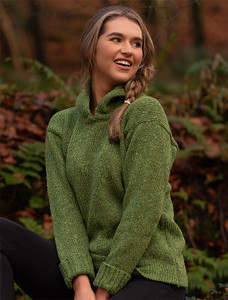 Ladies Crop Hooded Sweater - Lime Green