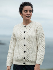 Merino Wool Aran Lumber Jacket - Mer White