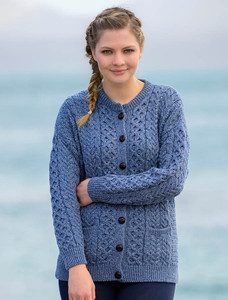 Merino Wool Aran Lumber Jacket - Denim