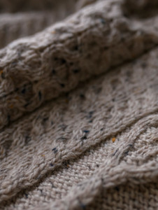 Cable Knit Crew Neck Aran Wool Sweater - Skiddaw
