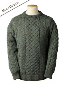 Cable Knit Crew Neck Aran Wool Sweater‎‎‎‎‎‎‎