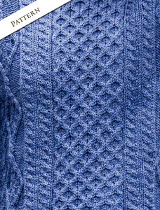 Pattern Detail of Men's Cable Knit Crew Neck Aran Wool Sweater