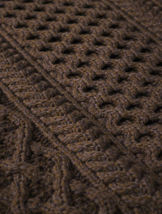Pattern Detail from Heavyweight Merino Wool Aran Sweater