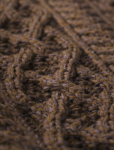 Pattern Detail from Heavyweight Merino Wool Aran Sweater