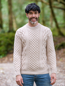 Heavyweight Merino Wool Aran Sweater- Oatmeal