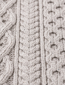 Heavyweight Merino Wool Aran Sweater - Silver