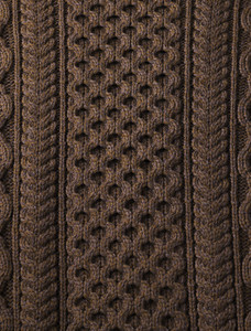Pattern Detail of Heavyweight Merino Wool Aran Sweater