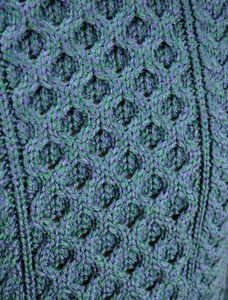 Pattern Detail of Heavyweight Merino Wool Aran Sweater