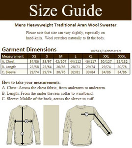 Mens Heavyweight Traditional Aran Wool Sweater‎