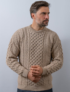 Men's Merino Aran Sweater - Wicker