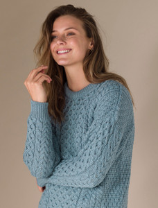 Women's Merino Aran Sweater - Misty Marl