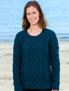 Lambay Aran Sweater for Women - Atlantic