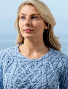 Lambay Aran Sweater for Women - Morning Sky
