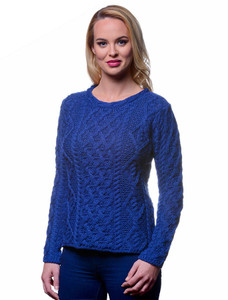 Lambay Aran Sweater for Women - Indigo