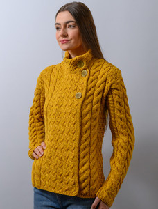 Super Soft Trellis and Cable Cardigan -  Yellow