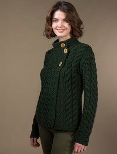 Super Soft Trellis and Cable Cardigan - Seaweed