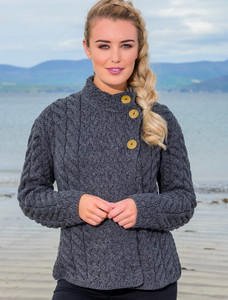 Super Soft Trellis and Cable Cardigan - Slate Grey