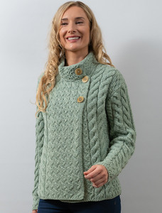 Super Soft Trellis and Cable Cardigan - Seafoam