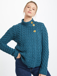 Super Soft Trellis and Cable Cardigan - Irish Sea