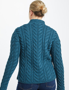 Super Soft Trellis and Cable Cardigan - Irish Sea