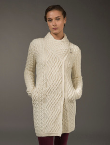 Aran Knit Coatigan with Celtic Knot Side Zip‎‎‎‎