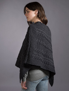 Cable Poncho with Aran Button Detail - Derby