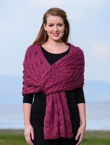 Super Soft Cabled Shawl - Jam