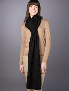 Super Soft Cabled Shawl - Black