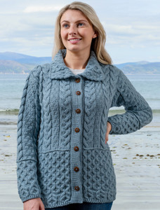 Honeycomb Button-Up Cardigan- Misty Marl