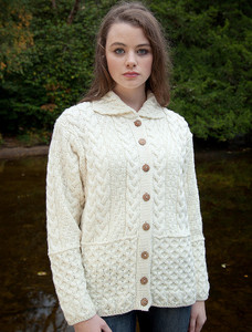 Honeycomb Button-Up Cardigan - White