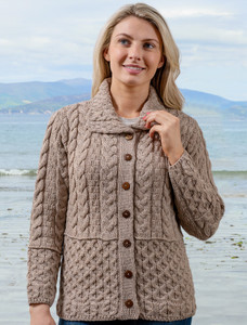 Honeycomb Button-Up Cardigan -  Wicker