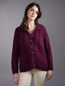 Honeycomb Button-Up Cardigan - Purple