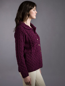Honeycomb Button-Up Cardigan - Purple