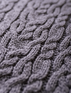 Cable Crew Neck Sweater with Pockets - Soft Grey