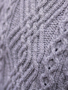 Cable Crew Neck Sweater with Pockets - Soft Grey