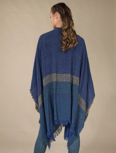 Lambswool Celtic Ruana Wrap - Cobalt Blue