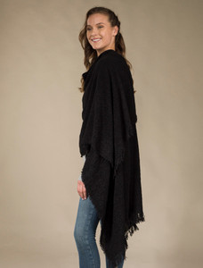 Lambswool Celtic Ruana Wrap - Black