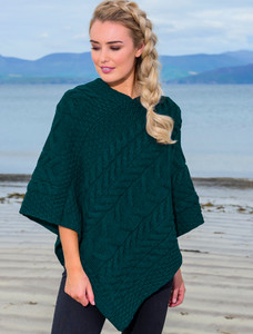 Super Soft Cable Stitch Poncho - Irish Sea
